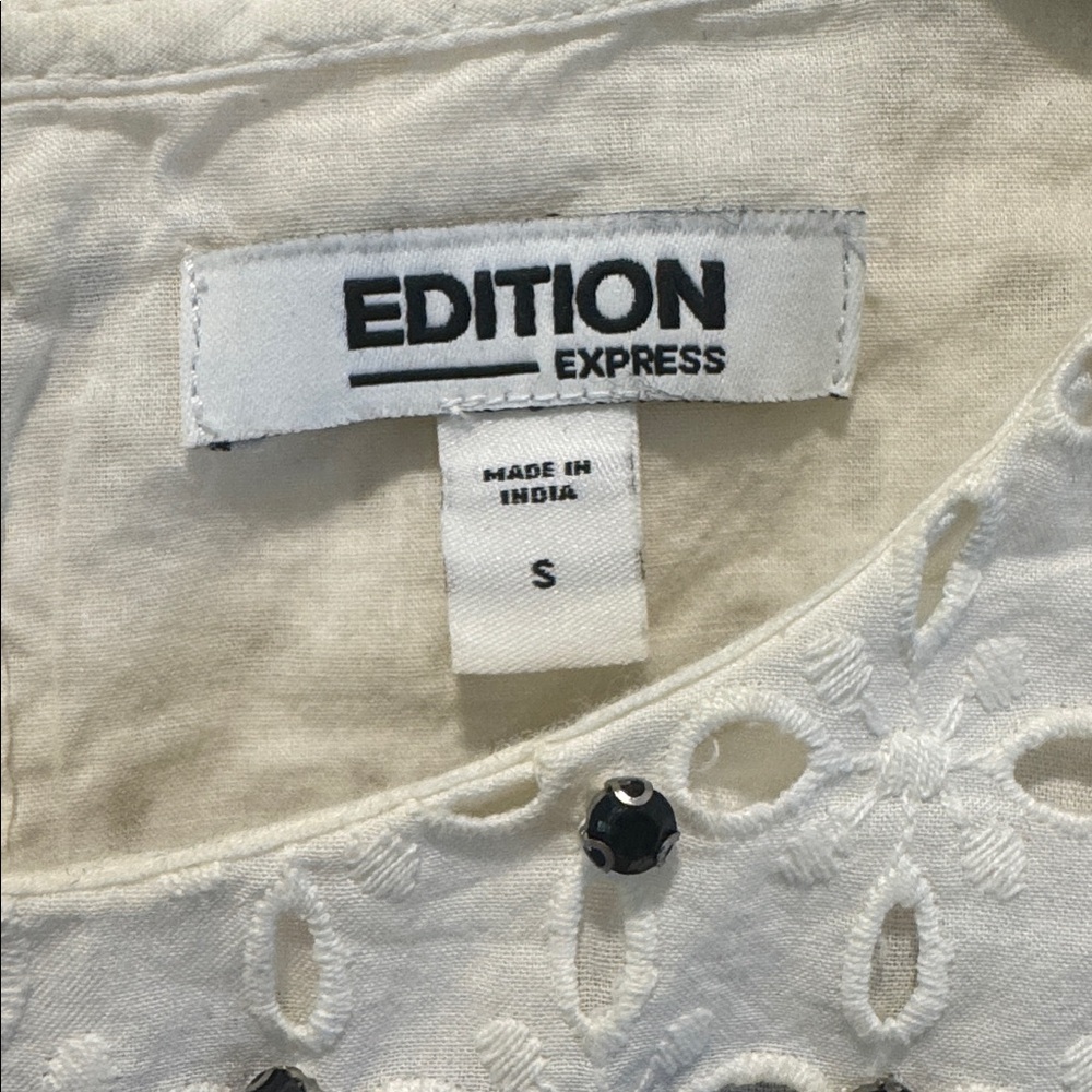 Express Eyelet Ruffle Rhinestone Top - Picture 3 of 4